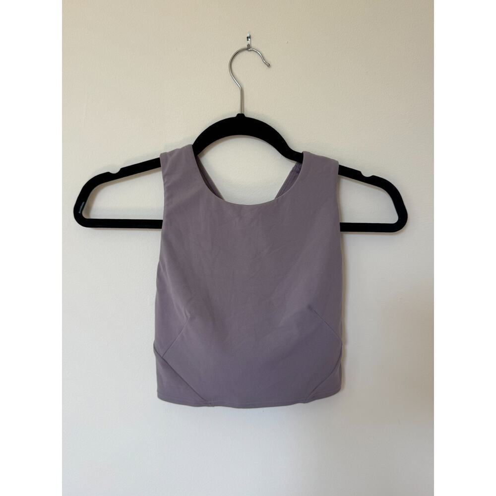 Lululemon Crossback Longline Crop Sports Bra Size 4/6 Lavender Purple High Neck - Picture 2 of 3